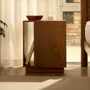 FLEXISPOT Mid-Century Modern Nightstand, Charging Station, Walnut, Right