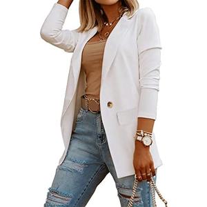Womens Casual Long Sleeve Blazers Solid Color Knit Blazer Work Office Open Front Blazer Jacket.S
