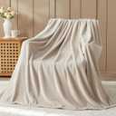 NEWCOSPLAY Super Soft Throw Blanket Linen Premium Silky Flannel Fleece Leaves Pattern Lightweight Bed Blanket All Season Use (Linen, Throw(50"x60"))