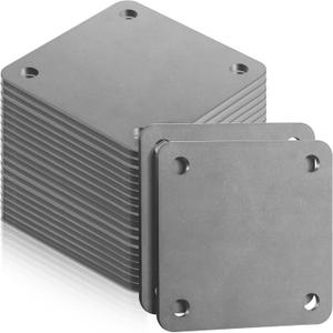 12 Pcs A36 Steel Plate Hot Rolled Steel Plate Base with 4 Holes 3/8 Inch Diameter, 3/16 Inch Thick Weldable Metal Sheet for Structure Support and Industrial Use (4 x 4 Inch)