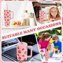 40oz Strawberry Tumbler with Lid Straw Handle Pink Red Cute Strawberry Water Bottle Stainless Steel Travel Mug Tumbler Cup for Iced Coffee Women Girl Birthday Party Favor, 1Pack