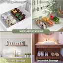 BALEINE Clear Plastic Storage Bins with 3 Removable Dividers, Pantry Organization, BPA Free Stackable Refrigerator Organizers and Storage for Kitchen Fridge Cabinet Bathroom (10.5x6.1x3.5, 6PK)