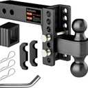 2.5 inch Adjustable Trailer Hitch 2-1/2 Receiver Drop Hitch Fits 2.5" Receiver 4" Rise/Drop, 2'' & 2-5/16'' Ball 25000 LBS Heavy Duty for RVs, Campers, Boat Trailer