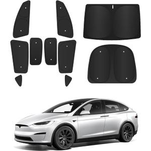 10PCS Windshield Sun Shades for Tesla Model X 2016-2024,Front&Rear Side Window Sun Shade Sun Visor Thermal Insulated Shield Privacy Protection for Camping,Napping,and Relaxing