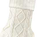 Malier Christmas Stocking for Dogs Cats, Knit White Dog Christmas Stocking, Paw Shape Pet Christmas Stocking Large Cat Stockings Hanging Stocking for Dogs Cats Pets (White)