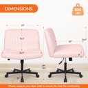 NEO CHAIR Criss Cross Chair with Wheels Home Office Cross Legged Armless Chairs Adjustable Computer Desk Wide Seat for Bedroom Vanity Comfy Swivel (Teddy Pink)