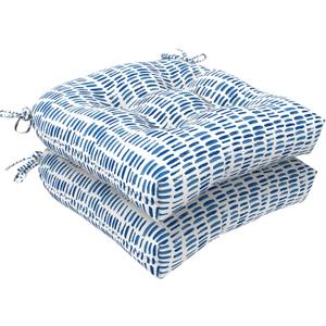 LVTXIII Outdoor Seat Cushions Seasonal Tufted Chair Cushions, Patio Chair Pads for Dining Chairs, Office Armchairs and Garden Furniture Decoration (Round Back, 19x19x4, Blue Pebble, 2 Pack)
