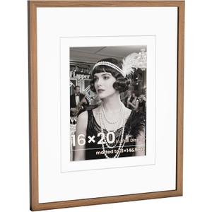 WILTYAPF 16x20 Solid Walnut Wood Picture Frame, HD Glass, Double Mat for 9×12 or 11×14 Photos, Premium Walnut Photo Frame, Vertical or Horizontal Wall Hanging or Leaning Display