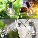 2 x Outdoor String Lights 50Ft 25 LED G40 Globe Bulbs Connectable Patio Waterproof Hanging Light for Outside Gazebo Porch Garden Bistro Party Wedding Backyard Deck Indoor Balcony Decor 2PACK