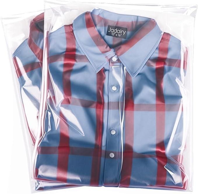 Jadairy Self Sealing Cellophane Bags, Clear Resealable Bags for Packaging Clothing, 12x16 in, 100 Pcs