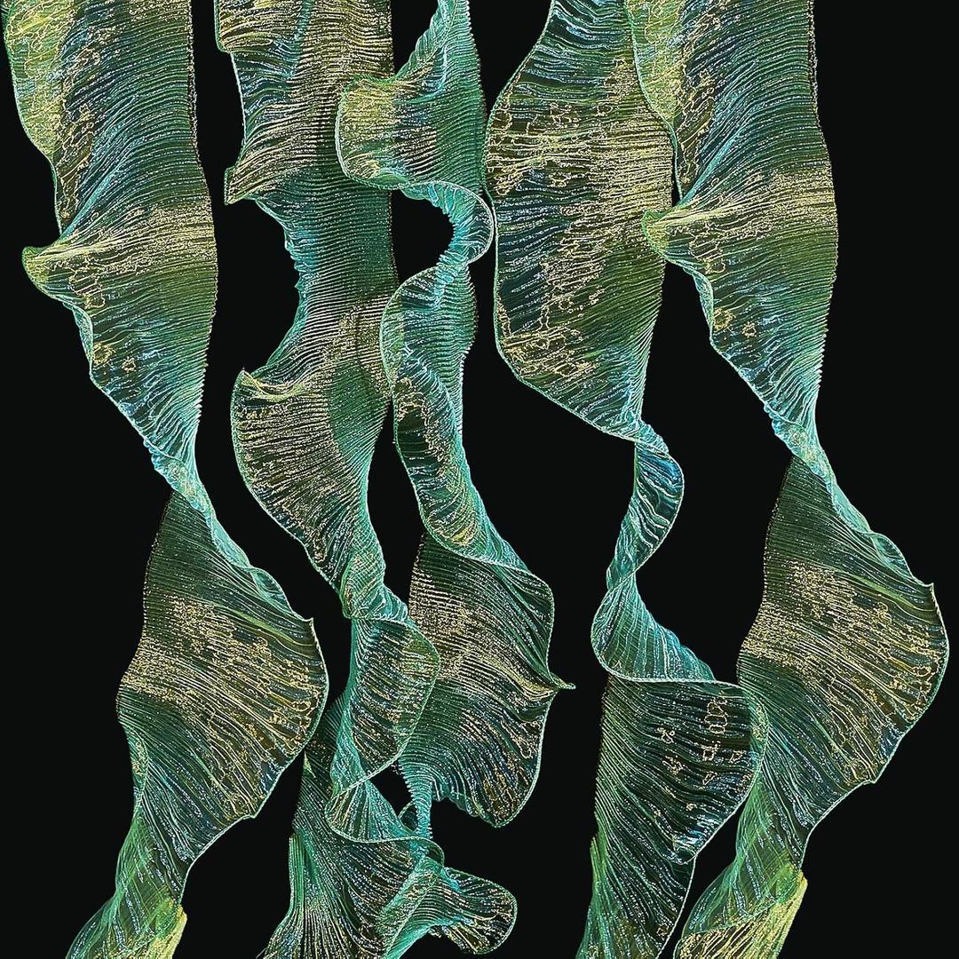 Newwiee 15 Yard Ruffle Pleated Chiffon Trim Jellyfish Organza Ribbons Ruffled Iridescent Ribbon Jellyfish Fabric Lace Fabric Trim for Hat Lantern Skirt Christmas Tree Decor(Blue Yellow)