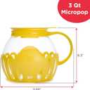 Ecolution Patented Micro-Pop Microwave Popcorn Popper with Temperature Safe Glass, 3-in-1 Lid Measures Kernels and Melts Butter, Made Without BPA, Dishwasher Safe, 3-Quart, Yellow