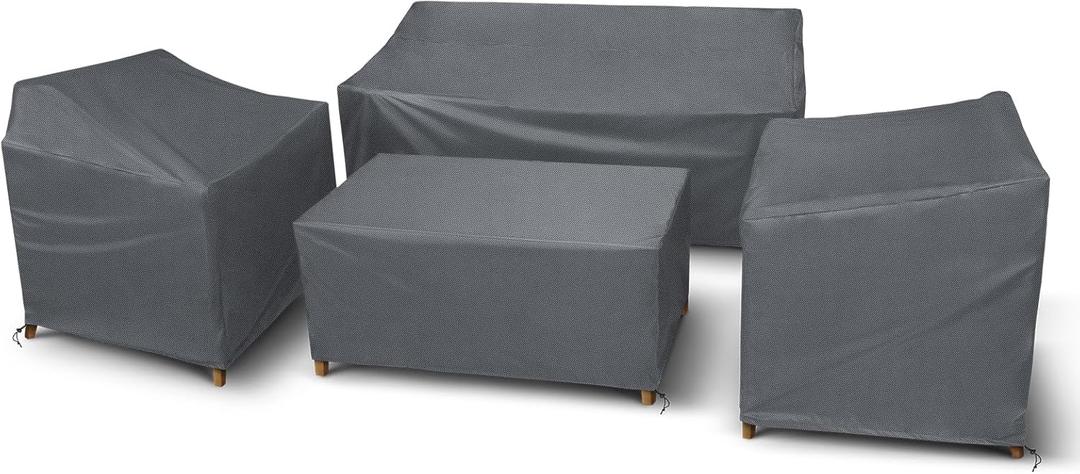 STARTWO Patio Furniture Covers, 4 Piece Heavy Duty Waterproof Outdoor Furniture Cover with Windproof Buckle Strap, for Lawn Rattan Wicker Couch Chair Set, Grey