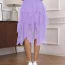 Dressever Women's Tulle Skirt A-Line High Elastic Waist Midi Skirt Irregular Layered Mesh Tutu Halloween Skirts (Purple, XXL)