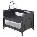2-in-1 Pack and Play with Mattress,Baby Bassinet Bedside Sleeper, Bedside Bassinet & Baby Playpen, Easy Folding Portable Crib for Newborn to Toddlers (Dark Grey) 