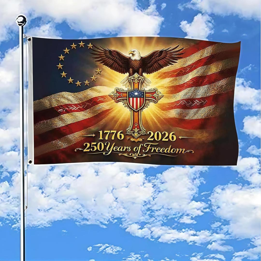 250 Anniversary USA Flag Patriotic 250th Anniversary Flag 3x5 Ft Double Sided 17762026 Flag with Eagle Design, Outdoor Indoor July 4th Independence Day Decoration for Yard Garden Home