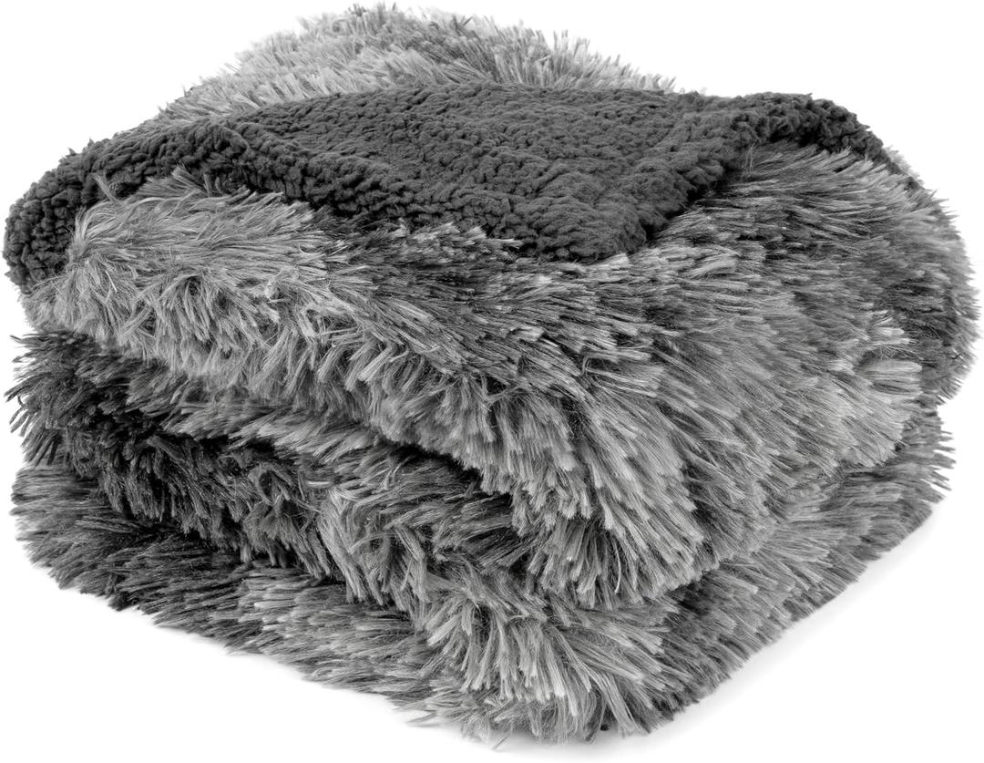 PetAmi Waterproof Dog Blanket for Couch, Bed & Furniture,Reversible Sherpa & Faux Fur Pet Blanket, Leakproof Blanket for Puppy Cat, Washable Soft Calming Pet Couch Protector (29x40, Tie-Dye Gray)