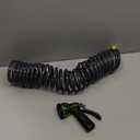 Coil Hose 25FT EVA Coil Garden Hose With 3/4'' Brass Connector Coiled Water Hose Lightweight And No Kink Includes 7 Patterns Spray Nozzle For Outdoors Lawn Watering Car Washing (Gray)