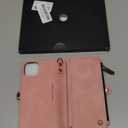 Defencase Compatible with iPhone 14 Case Wallet with RFID Blocking Card Holder for Women and Men, Fashion PU Leather Magnetic Snap Flip Zipper Strap Wallet Phone Case Fit for iPhone 14 6.1", Rose Pink