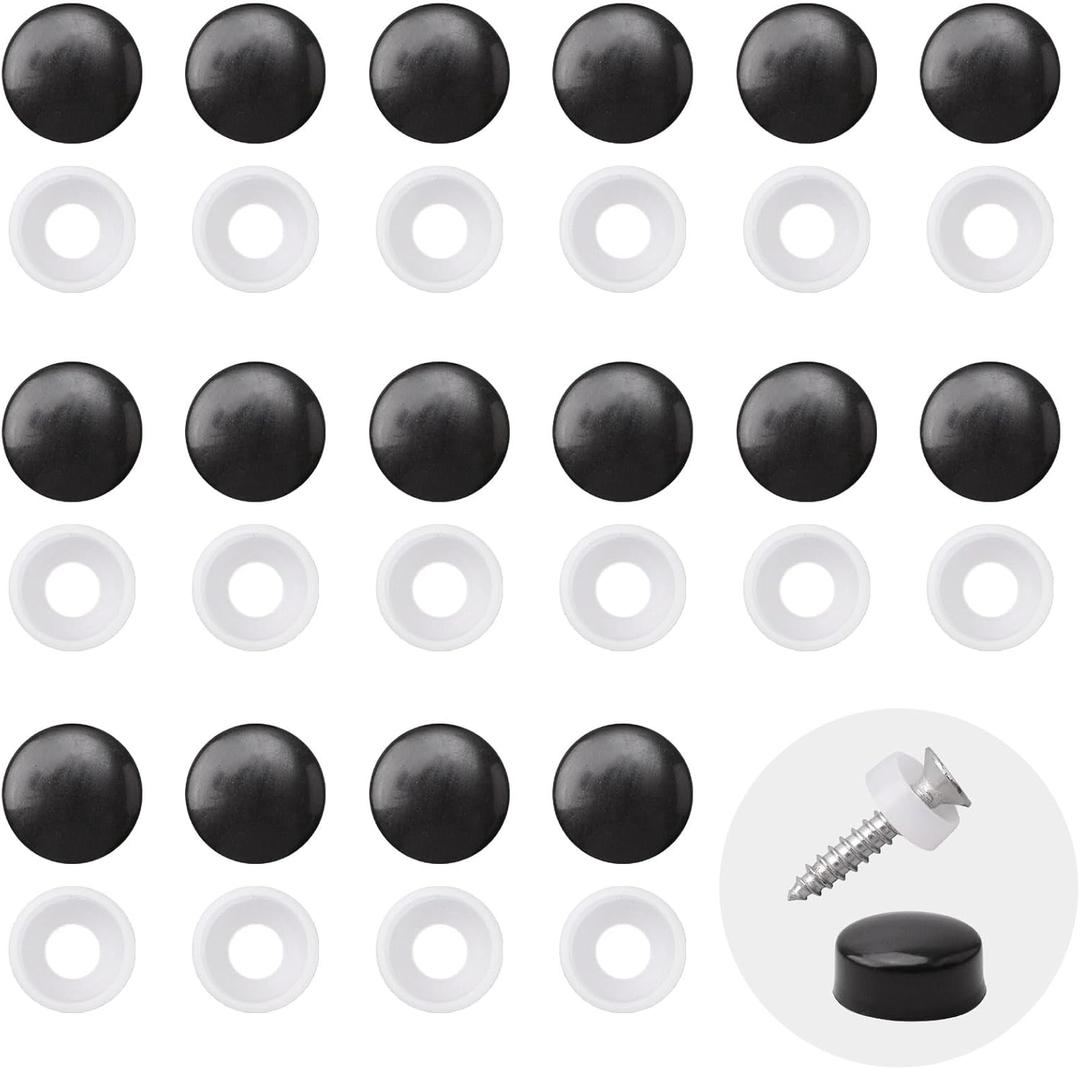 100pcs Plastic Screw Covers, Dome Cap (Black)