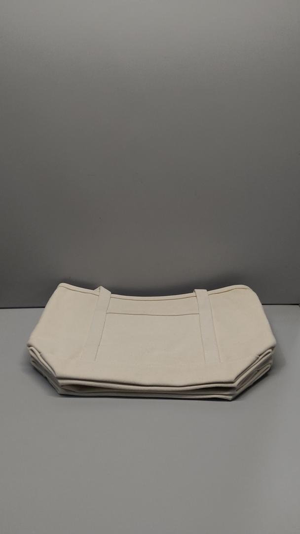 2 large beige tote bags