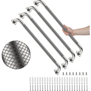 4 Pack 32 Inch Shower Grab Bar, YuanDe Brushed Nickel Bathroom Grab Bar Handle w/Anti-Slip Knurled Grip, Stainless Steel Bath Balance Bar, 1.25" Diameter Safety Hand Rail Support,Handicap Elderly
