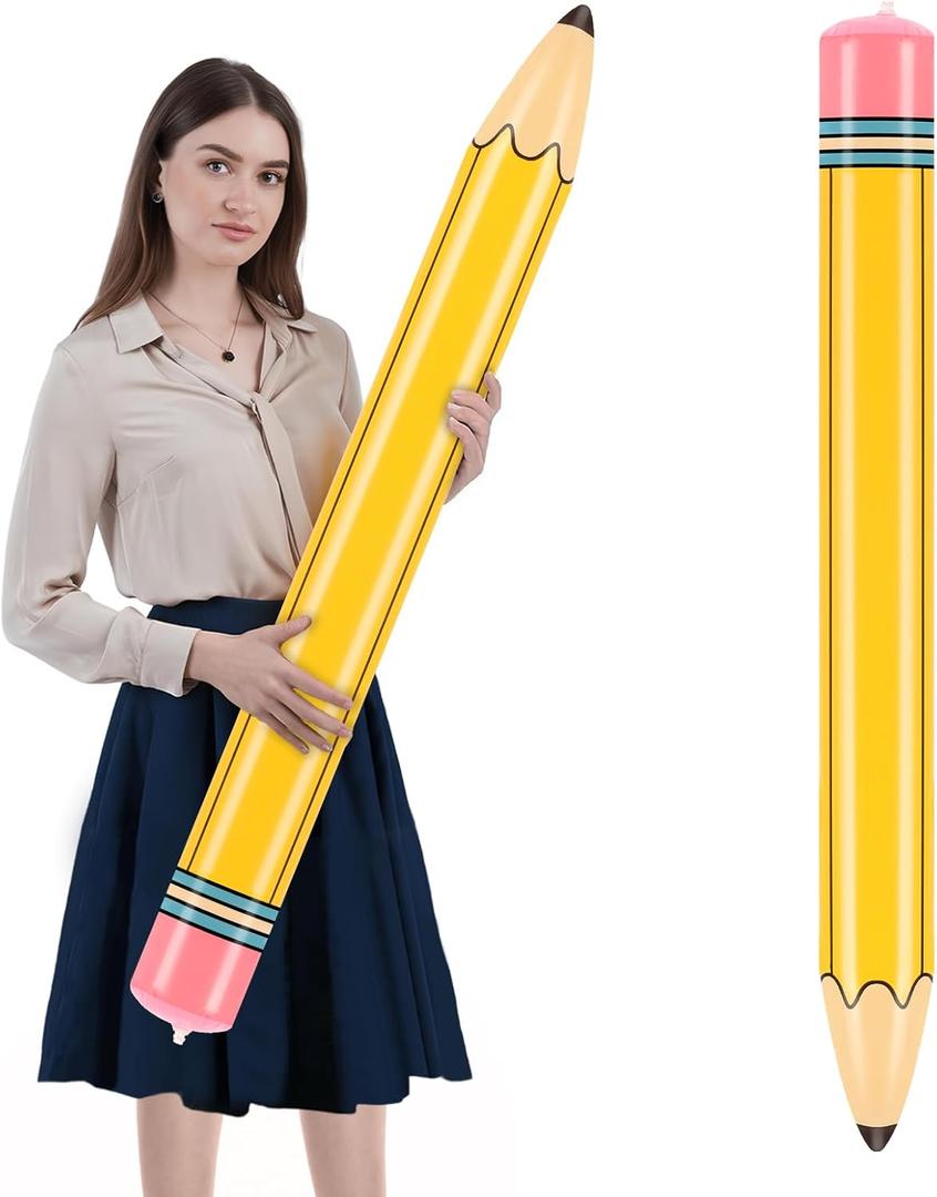 43-Inch Inflatable Pencil Giant Blow Up Pencil Colorful Inflatable Crayons, Birthday Party Supplies, and Room Decoration (Yellow, 43in)