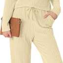 PrinStory Womens Pajama Sets Pajamas Fall Winter Long Sleeve Lounge Set Two Piece Soft Pjs (L)