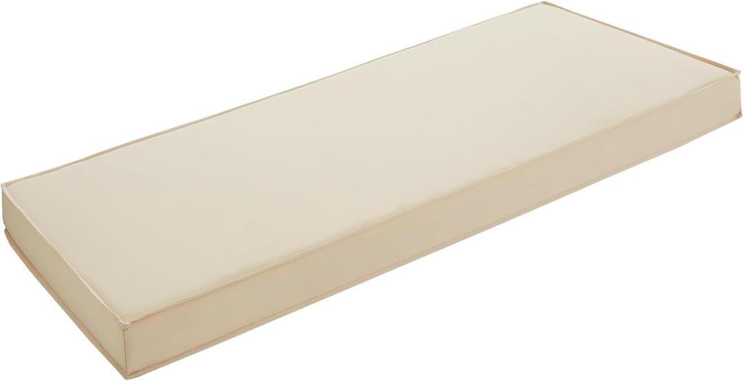 Outdoor Bench Cushion 48x18 Inch, Waterproof Patio Furniture Cushions 3-Year Fade Resistant, Porch Bench seat Cushion Pad for Garden, Sofa,Swing,Loveseat,Indoor with Removable Cover Beige