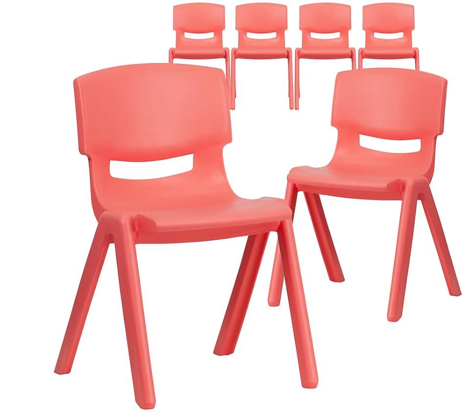 Flash Furniture Whitney 6 Pack Red Plastic Stackable School Chair with 13.25-in Seat Height, Color/Finish: Red