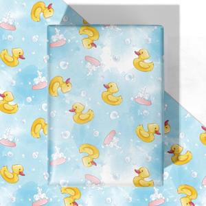 8 x WRAPLULU Blue Baby Shower Wrapping Paper - 4 Jumbo Sheets, 28 * 40 Inches - Rubber Duck Gift Wrap with Soap Bubbles, Perfect for Boys Girls, Birthday, Newborn, Gender Reveal
