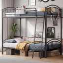 Decofy Bunk Bed Twin Over Twin Metal Bunkbeds with Bedside Caddy, Convertible Ladder&Flat Rungs Space Saving Loft Bed for Adult&Teen