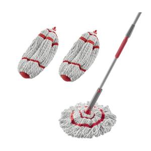 Rubbermaid Microfiber Twist Mop Kit with 2 Refills Kit Machine Washable Builtin Wringer Lightweight Safe for All Floor Types Deep Cleaning for Home/Bathroom/Garage/Office