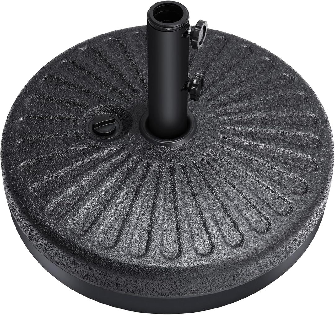 95lbs Patio Umbrella Stand, H12 Heavy Duty Base for Outdoor Market Umbrella, Fillable Weights with High-Density HDPE Material for Outside Patio(Black,Round) (95lbs+Round, H12 Black)