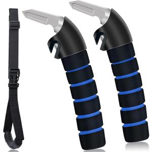 KOUNATSURI Car Handle Assist for Elderly - Car Door Handle for Elderly & Seniors & Handicap - Multifunction Car Armrest Portable Bar2Pack Blue and Strap