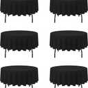 BRILLMAX 6 Pack Black Round Tablecloths 70 Inch for 30-48 Tables - 150 GSM Polyester Fabric, Standard Drop, Water, Stain & Wrinkle Resistant Cloth Cover for Wedding Reception Banquet Dining Party