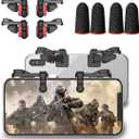 Mobile Game Trigger, Mobile Gaming Controller Compatible with PUBGG/Fortnitee/Call of Duty Mobile, Z108 Aim & Fire Triggers for iPhone and Android Phone, 2 Pair with 2 pcs Finger Sleeves Red