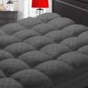 Mattress Topper Cal King,Extra Thick Mattress Pad Cover for Back Pain,Cooling Mattress Protector with 8-21 Inch Deep Pocket,Overfilled Down Alternative Filling,Black