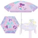 Sweetude Water Table Umbrella (Table Not Included), Kids Seaside Beach Umbrella Picnic Canopy for Summer Toddlers Sand Beach Camping Garden Outdoor Pool Shade Party Supply(Mermaid Theme)