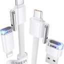 SHEZI 4-in-1 Compatible with USB C to Lightning Cable 100W Fast Charging & Data Transfer, Support to CarPlay & Android Auto, 5FT Multi Cords Charger for iPhone/iPad/Samsung/MacBook Cable, White