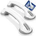 Destoriz Grab Bars for Shower, 2 Pack Suction Cup Shower Handle with Textured Grip, 16.5 Inch Removable Bath Handrails for Seniors, Elderly and Handicap, Drill-Free Balance Support for Smooth Tile