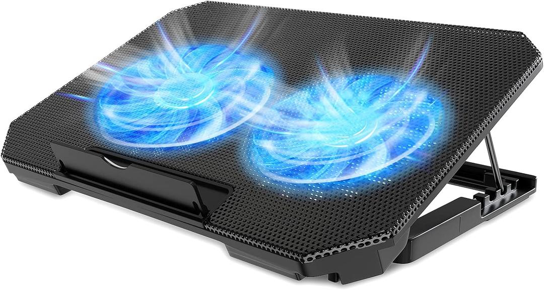 Laptop Cooling Pad with Adjustable Height Two 5.1 Inches Fan 2 USB Ports Suitable for 12"-15.6" LaptopsBlack