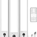 EZVALO 3 Pack Under Cabinet Lighting, Rechargeable Motion Sensor Light, LED Closet Lights Wireless, 5700K Dimmable, Timer, Magnetic, with Remote Control for Kitchen, Closet, Stair (Cool White)