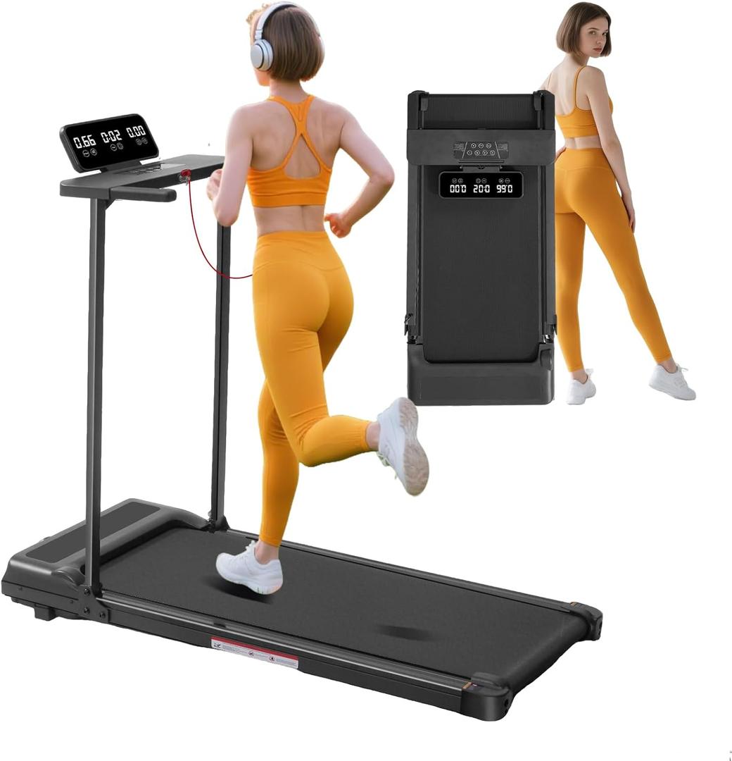 Walking Pad Treadmill with Handle Bar, 3.5HP Compact Portable Foldable Walking Pads Treadmill with Handles, Electric Small Treadmills for Home Office Apartment, LED Display, 400 LBS Capacity