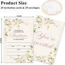 Floral Baptism Invitations With Envelopes, Baptism Baptismal Invitation Cards For Daughter Girls, 25 Invites With 25 Envelopes, Religious Supplies Decorations -005