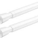 FVONZON Tension Curtain Rod White Spring Tension Curtain Rods 26-39 inch 2Pack Adjustable Spring Rods Extendable Tension Rod For Closet, Window, Kitchen,Bookshelf,Bathroom