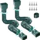 Gutterlix Flexible Gutter Downspout Extensions, Connectable Downspout Extender with 58"+ 67" Extendable Pipe, Thickened Down spout Drain Extension for Rainwater Drainage(2 Pack, Green)