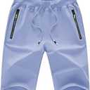 CREATMO US Men's Shorts Zipper Pocket Elastic Waist Stretch Summer Casual Beach 2XL