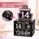 2 x Money Gift Box, 14th Birthday Decorations For Girls, Birthday Gifts For 14 Year Old Girl With 100Pcs Transparent Bags - Black & Rose Gold