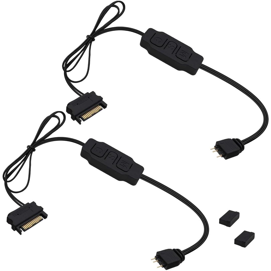 5V 3PIN ARGB Controller RGB PC Fan Lighting Controller Adapter Cable with SATA Power Supply for Computer Fans Light Strips Lighting Boards Cooler 70cm-2pcs